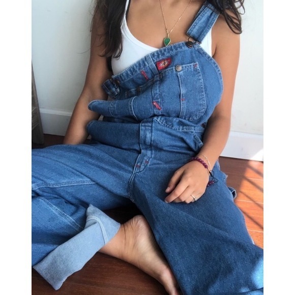 Vintage Denim - Dickies Denim Jean Overalls Bibs Carpenter Dark‎ Blue workwear y2K  Large